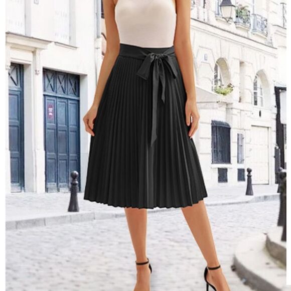 NWT Kate Kasin Women's High Waist Pleated A-Line Swing Skirt - Picture 1 of 9